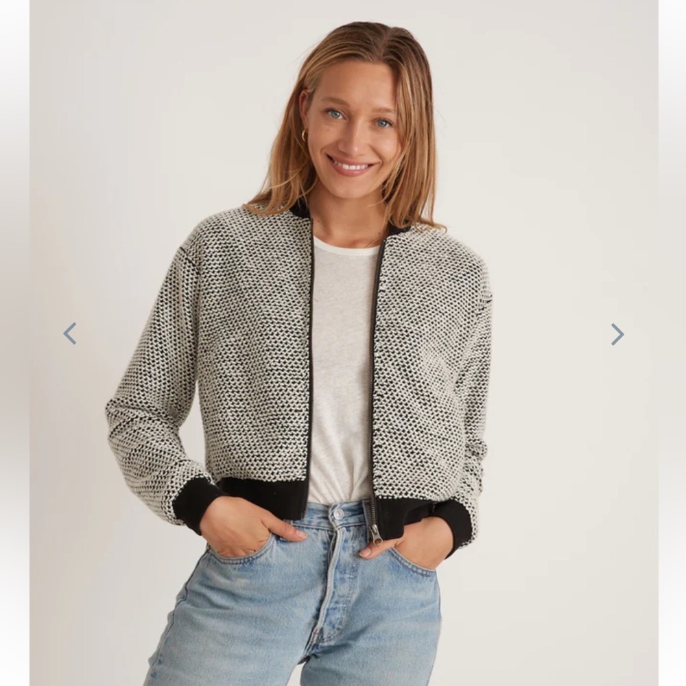 *Like New* Marine Layer Birdseye Bomber in Black/White Contrast (Medium)